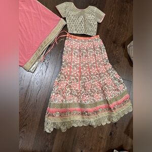 Heavy embroidered custom lengha lehenga Indian wedding wear reception mehendhi